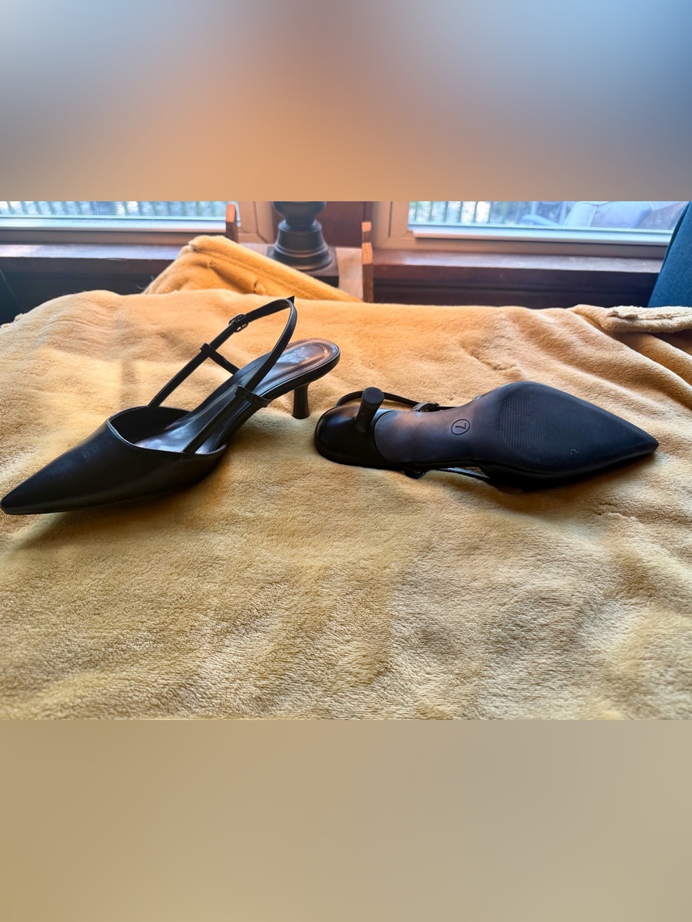 Target Black Pointed-Toe Slingback Mid Heels